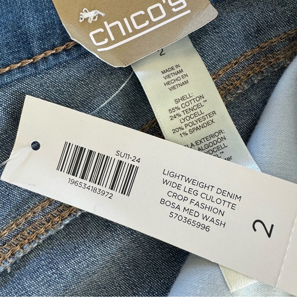 Chicos Lightweight Denim Wide Leg Culotte Crop Capri Jeans Size 2 US Large/12 - Picture 6 of 14